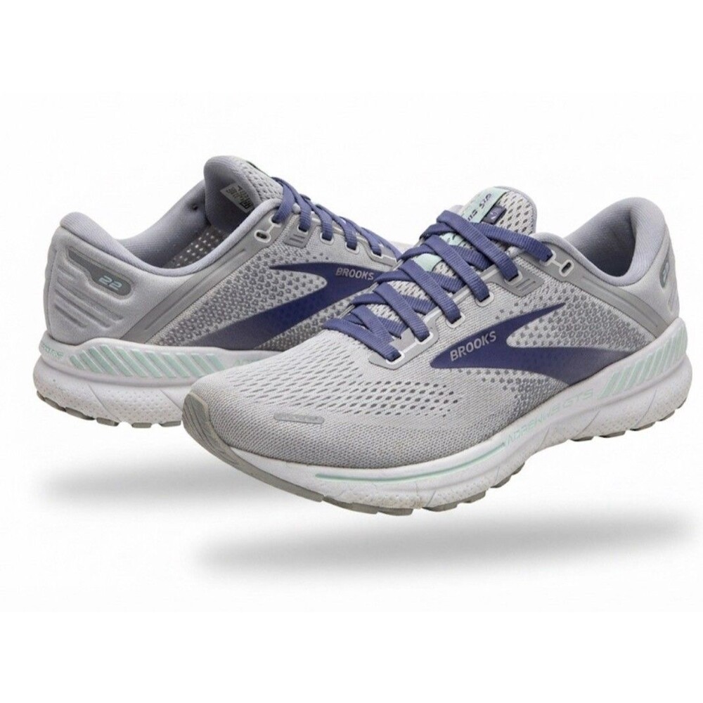 Brooks Womens Adrenaline GTS 22 1203531D045 Gray Running Shoes Sneakers Size 9 D